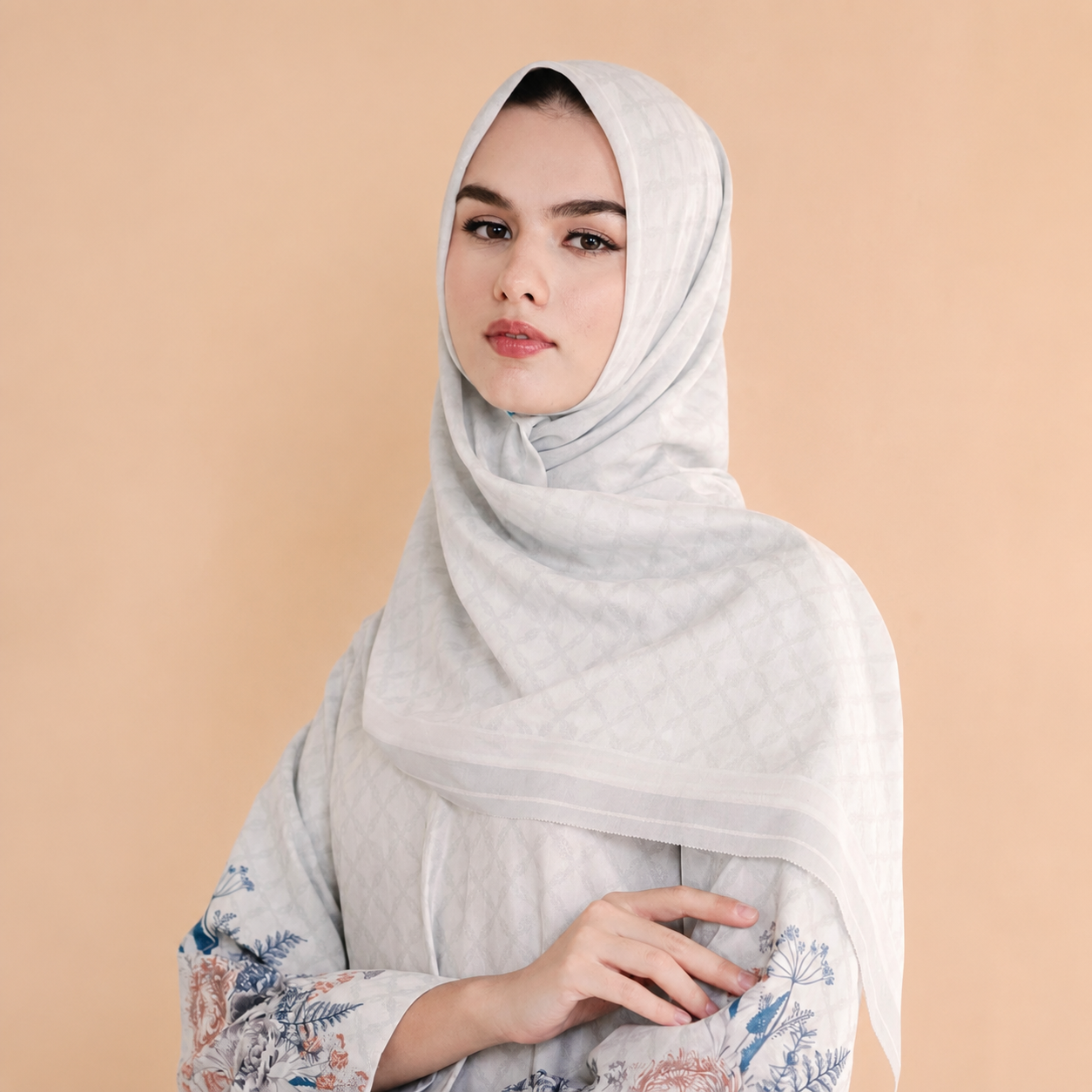 ELLAYA Hijab Segi Empat Scarf Voal Premium Motif Serenia Garden Series