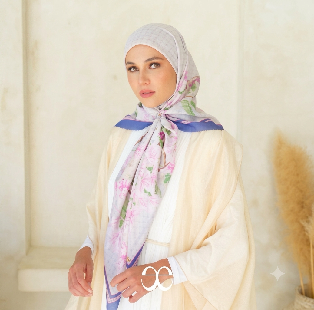 ELLAYA Hijab Segi Empat Scarf Voal Premium Motif Florina Athena Series
